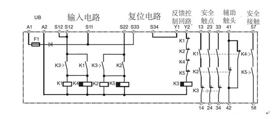 安全繼電器內(nèi)部控制電路